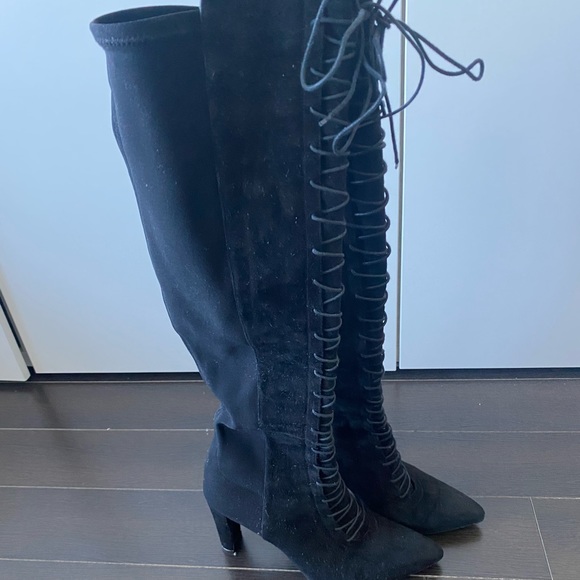 STUART WEITZMAN HIGHSTRUNG SEXY LACE UP SUEDE BOOTS US 10 - Picture 6 of 11
